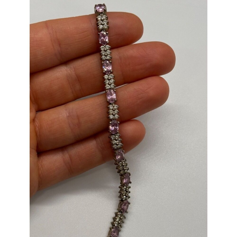 925 STERLING SILVER  MORGANITE & GOSHENITE BRACELET